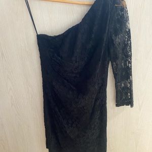 One shoulder black lace EXPRESS dress sz 8